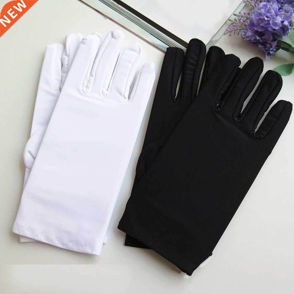 1pair men black white etiquette short gloves thin sretch spa