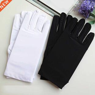 1Pair Men Black White Etiquette Short Gloves Thin Sretch Spa