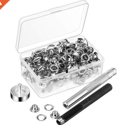 100Pcs Metal Eyelets Set 7Mm Grommet Rings Kit with Mounting