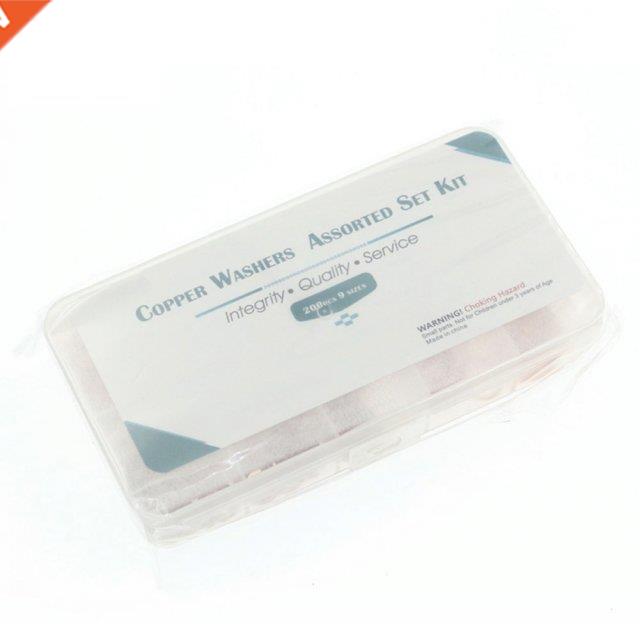 200 Pcs Washers Copper Flat Gasket Rings Set M5-M14 Copper G