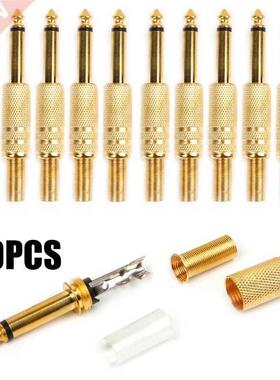 10pcs Gold Plated 6.5mm Mono Audio Adapter 1/4 Male Mono Ja