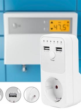 Dual USB EU Plug Timing Socket Timer Switch Countdown Outlet