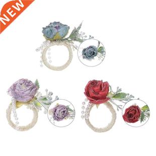 Ring Serviette Buckles Rose Table Napkin Holder Decor Flower