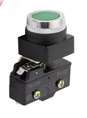 AC 380V 15A 1NC 25mm Thread Momentary Green Flat Push Bu