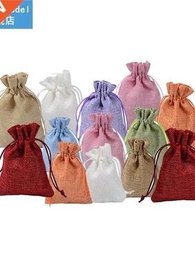 10Pcs/Packs Christmas Hessian Burlap Jute Gift Bags Drawstri