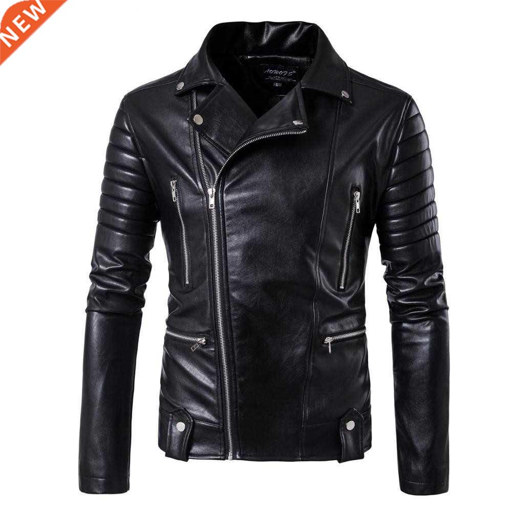 High-end brand men zipper leather jacket Wolverine casual PU