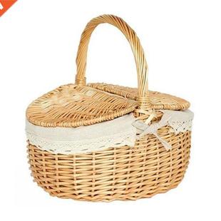 Basket wth Handle Handmade Wllow Wcker Pcnc Woven Large