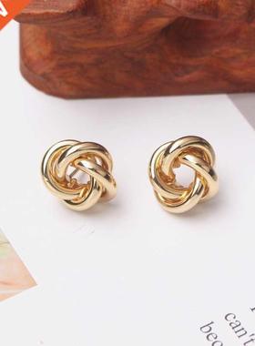 ZA Small Metal Knot Twist Stud Earrings Women Geometric Stat