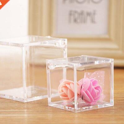 Transparent Cube Wedding Favor Candy Box Plastic Transparent