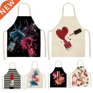 Lipstick Kitchen Bibs Nail Aprons Polish Linen 2Pcs Cotton