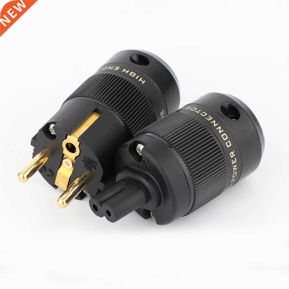 Pair Preffair Gold plated Figure 8 C7 & Schuko Power Plu