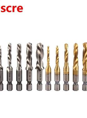 6Pcs M3-M10 Hex Shank Titanium Plated HSS Screw Thread Metri