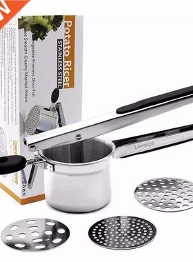 Stainless Steel Potato Ricer with 3 Interchangeable Fineness