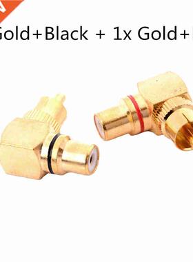 2 Pieces 90 Degree Adapters Brass RCA Right Angle Male To Fe