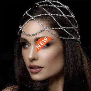 Mesh Bridal Headband Stonefans Rhinestone layer Full Multi