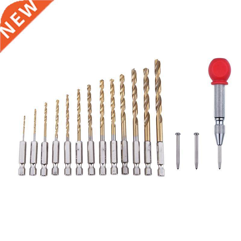 13Pc HSS Titanium Coated Drill Bit Set with 1/4Inch Hex Shan
