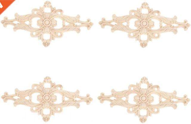 4/2/1PC Wood-Carved Furniture Applique Onlay 27x14cm Center