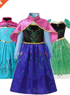 Disney Girls Princess Dress Children Anna Costume for Carniv