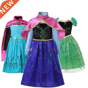 Disney Girls Princess Dress Children Anna Costume for Carniv