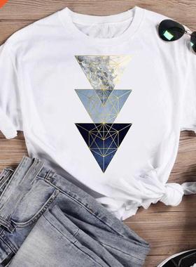 Women Geometric Lovely rend Fashion Cartoon Short Sleeve Sum