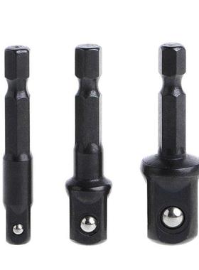 3Pcs Drill Socket Adapter Set Hex Shank to 1/4 3/8 1/2 Sq