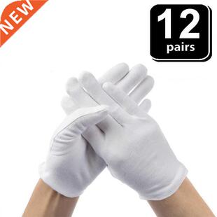 24PCS White Gloves 12 Pairs Soft Cotton Gloves Coin Jewelry