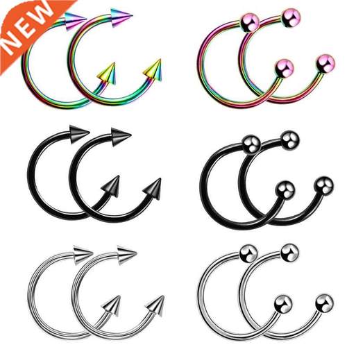 2Pcs Surgical Steel Cone Spike Horseshoe Circular Septum Nos