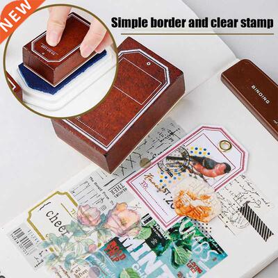 Vintage Black Frame Border Basis Label Stamp  Wooden Rubb