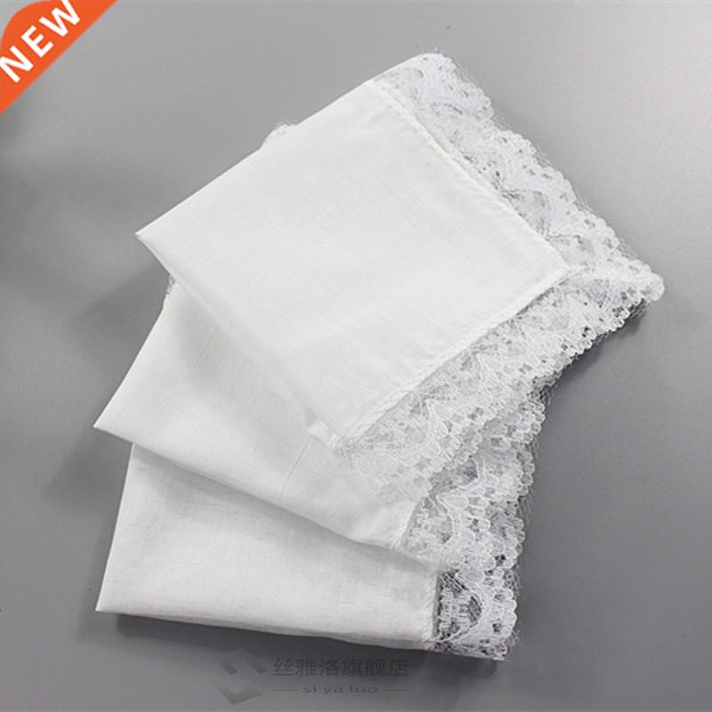 5pcs Wedding White Square Pocket Wo Lace Handkerchief Cotto