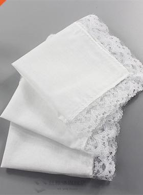 5pcs Wedding White Square Pocket Wo Lace Handkerchief Cotto