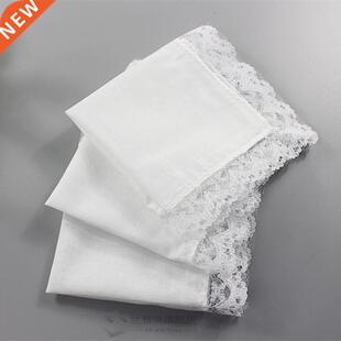 5pcs Wedding White Square Pocket Wo Lace Handkerchief Cotto
