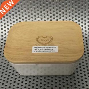 Dish With Serving Box Storag Holder Melamine Lid Butter Wood