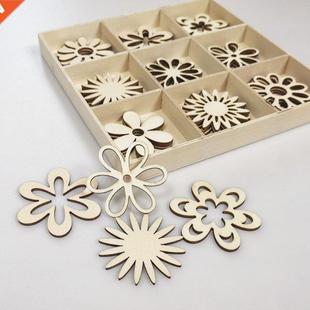 81Pcs Ornaments Hollow Out Wooden Embellishment Snowflakes