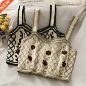 top woman shoulder strap off tanke crop Spaghetti knitted