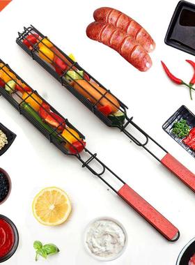 Portable BBQ Grilling Basket Stainless Steel Nonstick Barbec