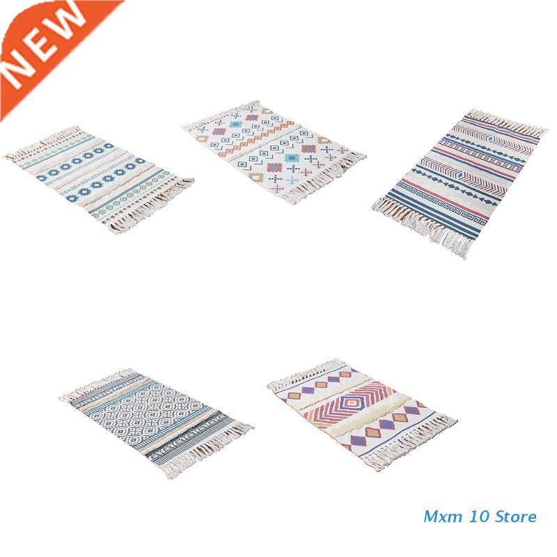 Bohemian Woven Cotton Carpet Rug Bedside Rugs Geometric Floo