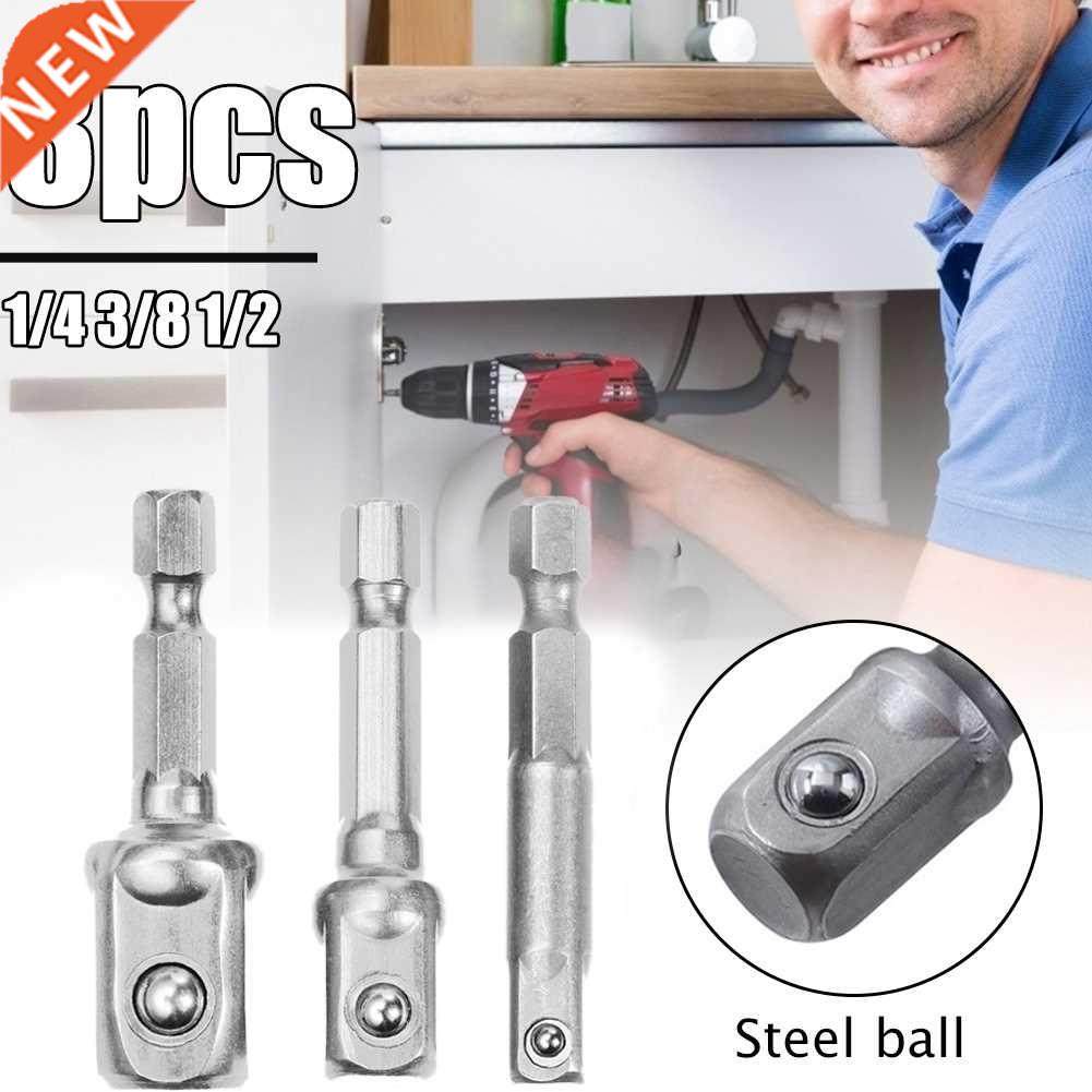 3pcs/set Chrome Vanadium Steel Socket Adapter Hex Shank To 1