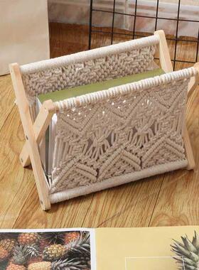 Bohemian Handmade Magazine Rack Holder Basket Boho  Cotto