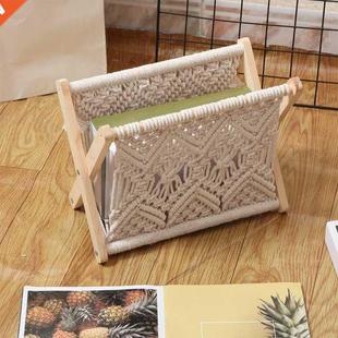 Bohemian Handmade Magazine Rack Holder Basket Boho  Cotto