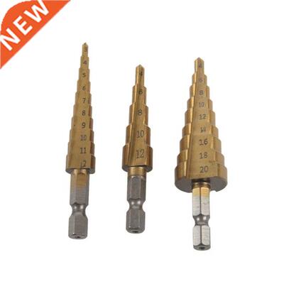 1/4-inch Hex Shank 3-12 4-20 4-12mm Titanium Coated Step Dri