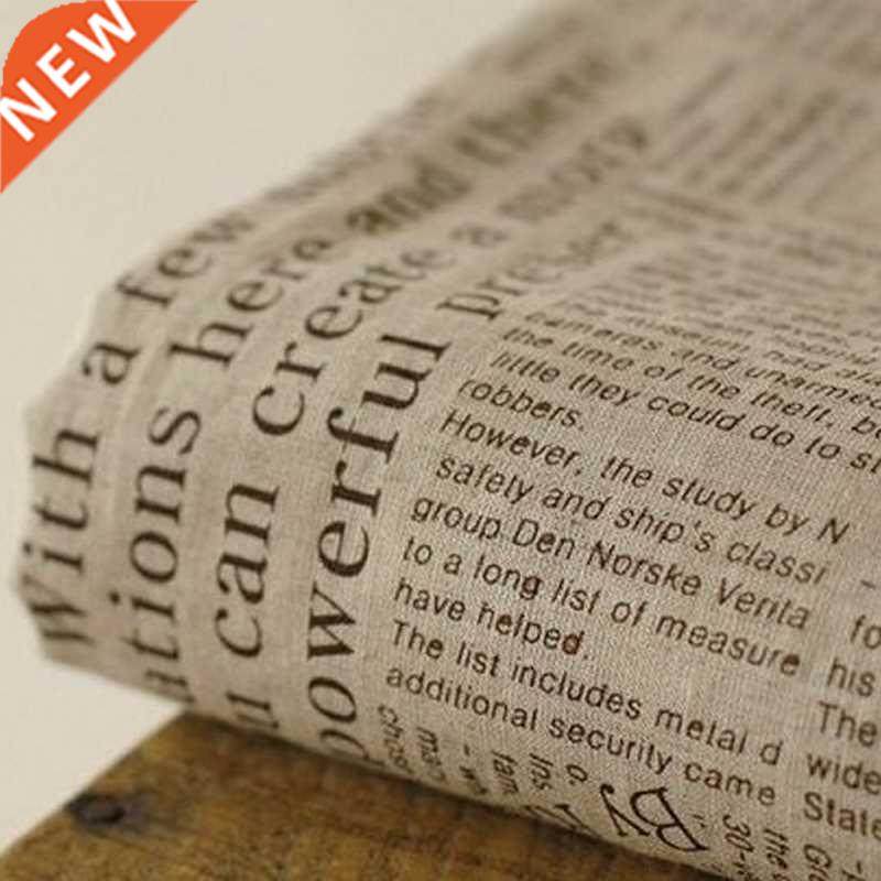 Newspaper Printed Cotton Linen Patchwork Fabric Woven Resist