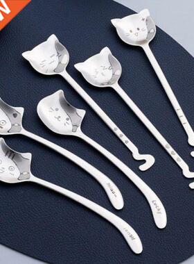 Stainless Steel Coffee Spoon Lovely Long Tail Cat Teaspoon F