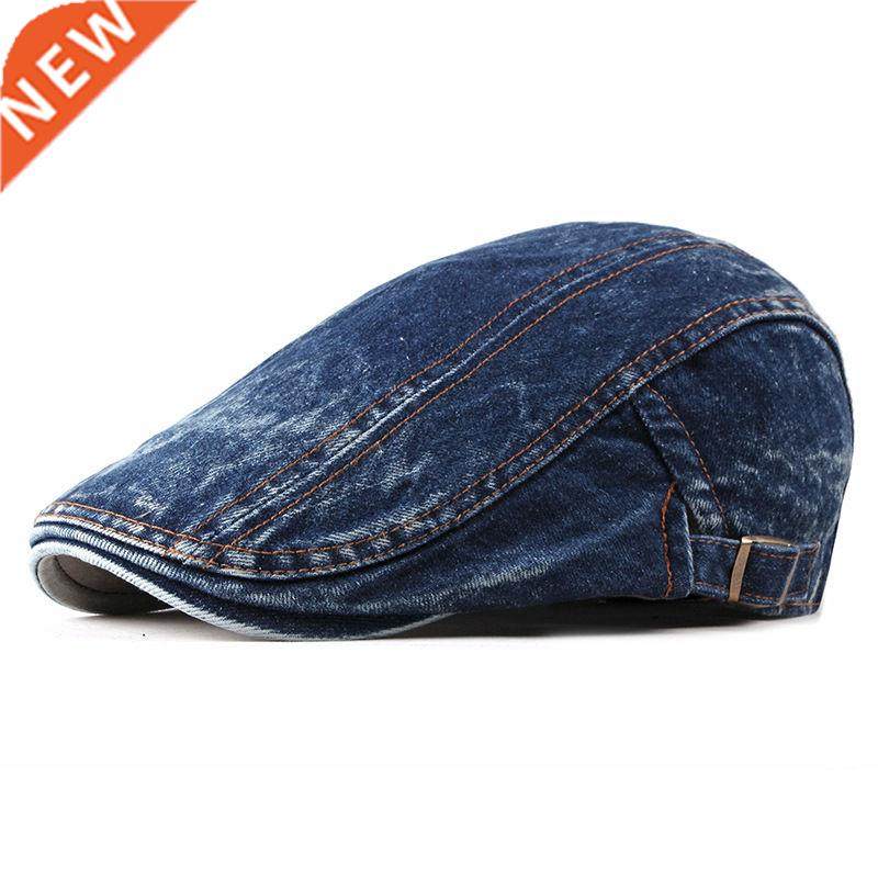2022 Spring Summer Solid Color Newsboy Caps Men Washed denim