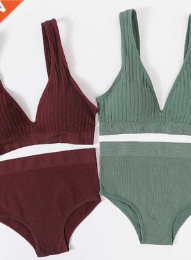 Women	s Unwear Bra Panties Set Female Wirefree Brassi