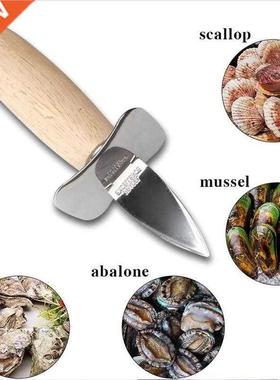 1pcs Steel Seafood Scallop Pry Knife With Wooden Handle Oyst