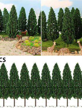 10pcs Model Pine Trees Plaic Green Train Artificial Miniat
