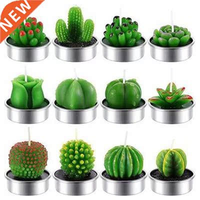 12 Pieces Handmade Delicate Cactus Tealight Candles 适用于 P