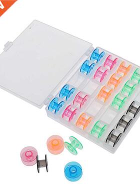 1set/lot Plastic 25 Bobbins Sewing Machine Spools With Threa