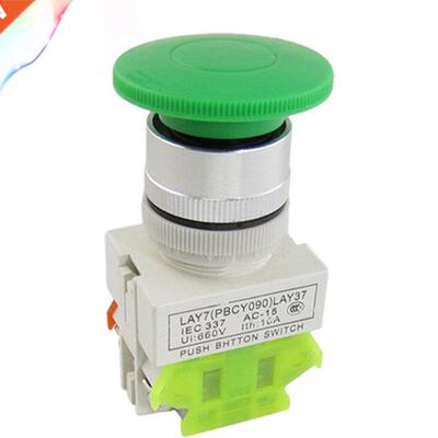 AC 660V 10A 40mm 1.6 Green Mushroom Head Momentary Push But