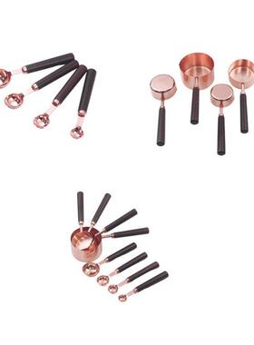 Measuring Spoons Set with Wooden Handle,Metal Kitchen Measur